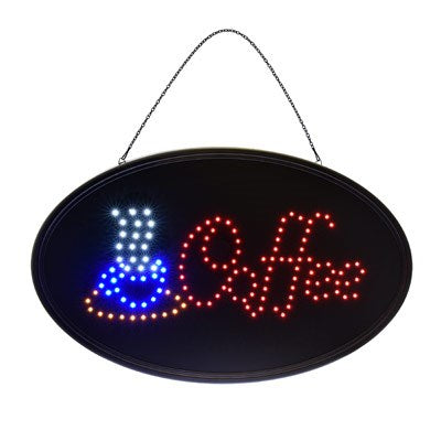 Alpine ALP497-05 23"W x 14"H LED Wall Mount "Coffee" Sign with Hanging Chain