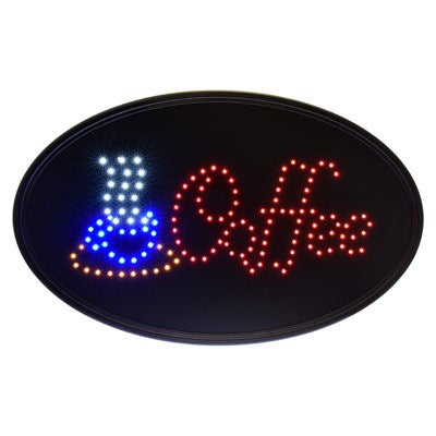 Alpine ALP497-05 23"W x 14"H LED Wall Mount "Coffee" Sign with Hanging Chain