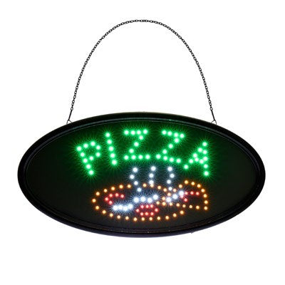 Alpine ALP497-07 23"W x 14"H LED Wall Mount "Pizza" Sign with Hanging Chain