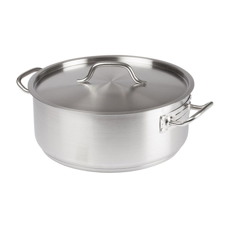 Winco SSLB-10 10 quart Premium Induction Stainless Steel Brazier with Cover