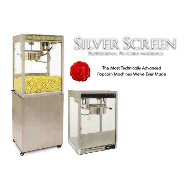 Winco 11147 Benchmark Popcorn Popper Machine "Silver Screen" 14 oz = 297 Quart/Hour, 120V