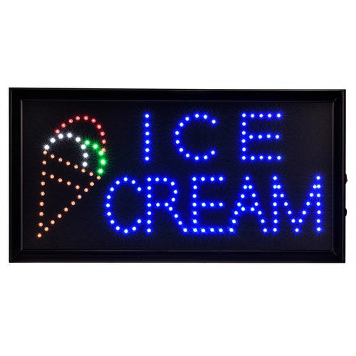 Alpine ALP497-13 19"W x 10"H LED Wall Mount "Ice Cream" Sign with Hanging Chain
