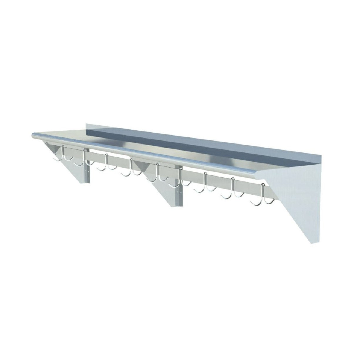Sapphire SMWP-1548 Wall Mounted Overshelf with Pot Rack 15"D x 48"W
