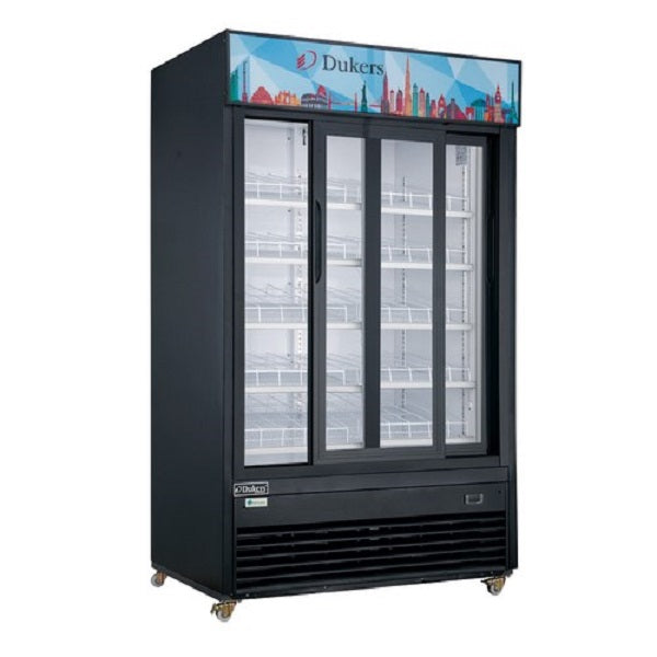 Dukers DSM-40SR  47 1/4"W Black Two Sliding Glass Door Merchandiser Refrigerator - 39.00 Cu. Ft FREE SHIPPING!