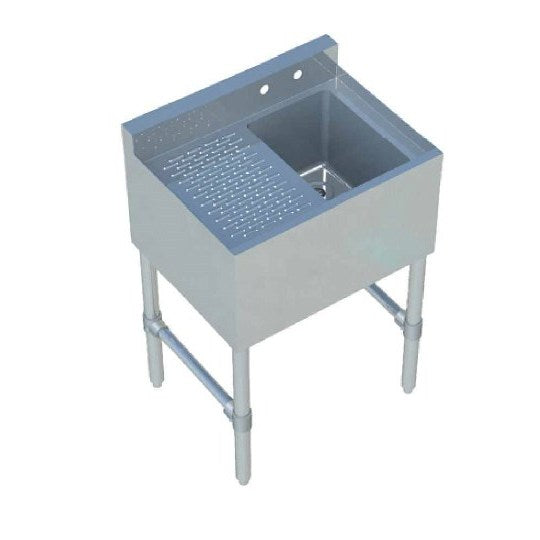 Sapphire SMBS-1L 24" One Compartment Underbar Sink with 12" Left Drainboard