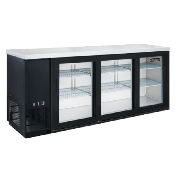 Dukers DBB72-H3 70 3/8"W Three Hinged Glass Door Black Back Bar Cooler -19.2 Cu. Ft FREE SHIPPING!