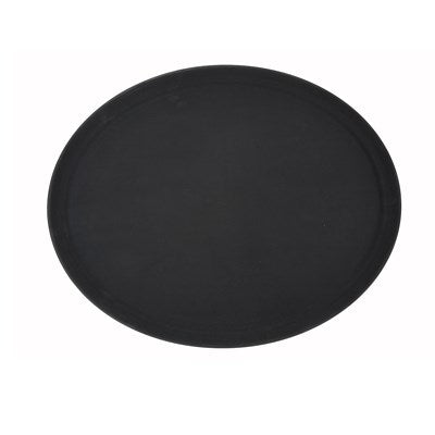 Winco TFG-2622K Black 26"x22" Oval Non-Slip Serving Tray