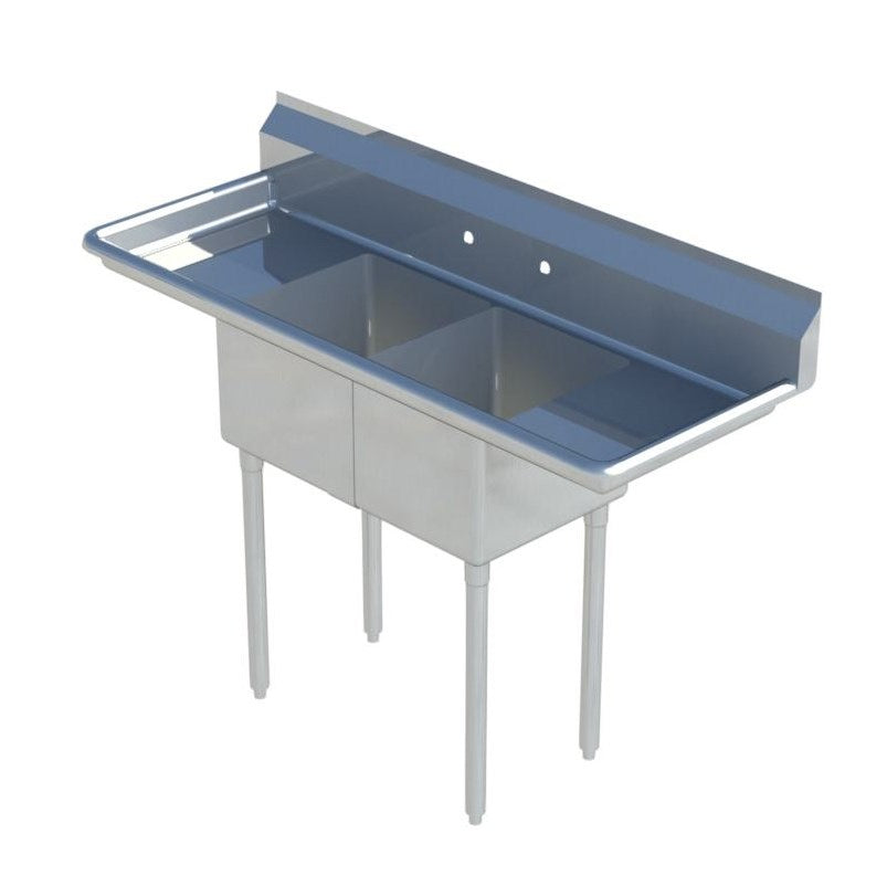 Sapphire SMS-2-2020D Two Compartment Sink with 20" Left & Right Drainboard - NSF - 80" Total Width (20"x 20" Bowls)
