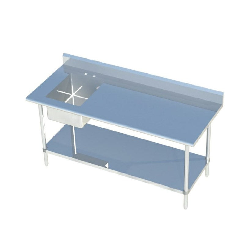 Sapphire SMTPS-3072L 72"W x 30"D Stainless Steel Work Table with Built-In Left Sink