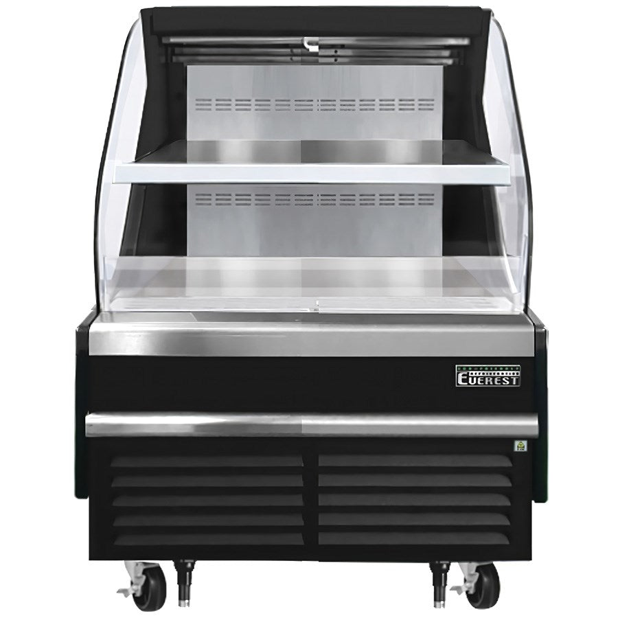 Everest EOMH-36-B-35-T 36"W Black Tall Horizontal Open Display Refrigerated Merchandiser 7.4 Cu Ft.  FREE SHIPPING WITH LIFTGATE