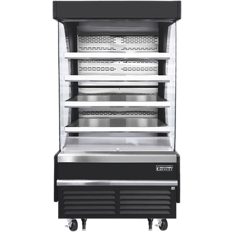 Everest EOMV-36-B-28-T 37"W x 28"D Black Tall Vertical Open Display Refrigerated Merchandiser 12.8 Cu Ft. - FREE SHIPPING WITH LIFTGATE