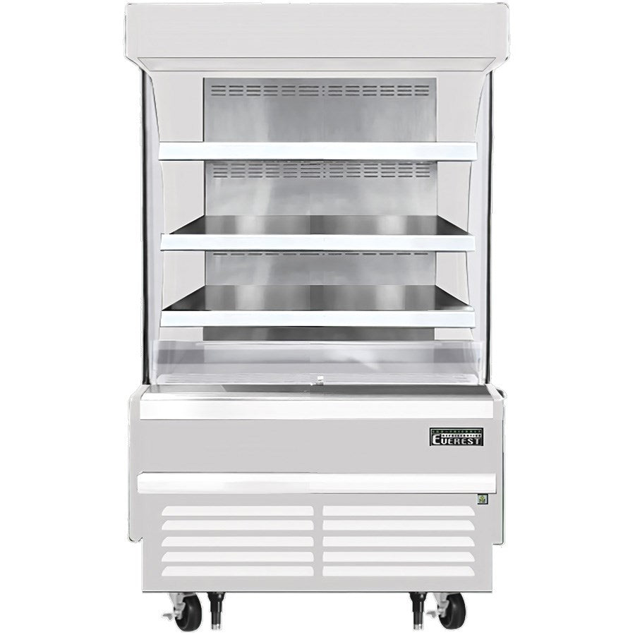 Everest EOMV-36-W-28-S 37"W x 28"D White Short Vertical Open Display Refrigerated Merchandiser 9.3 Cu Ft. -  FREE SHIPPING WITH LIFTGATE