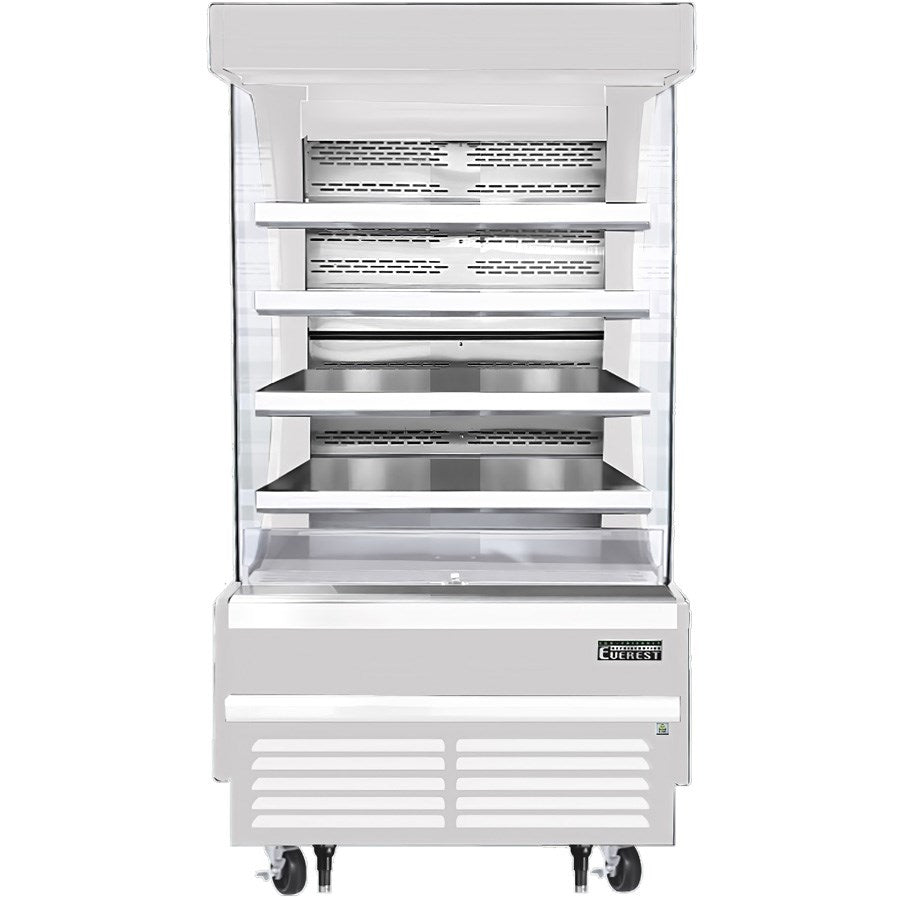 Everest EOMV-36-W-28-T 37"W x 28"D White Tall Vertical Open Display Refrigerated Merchandiser 12.8 Cu Ft. -  FREE SHIPPING WITH LIFTGATE