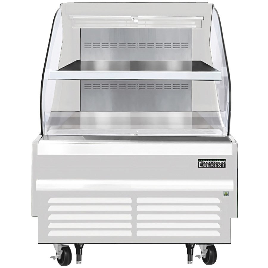 Everest EOMH-36-W-35-T 36"W White Tall Horizontal Open Display Refrigerated Merchandiser 7.4 Cu Ft. - FREE SHIPPING WITH LIFT GATE!