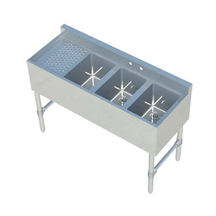 Sapphire SMBS-3L 48" Three Compartment Underbar Sink with 12" Left Drainboard