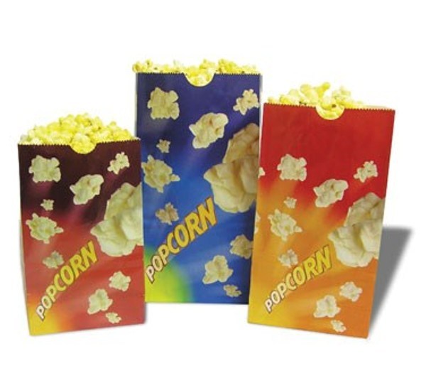 Winco 41246CS Benchmark 46oz. Popcorn Butter Bags - 4-1/4"W x 2-1/2"D x 8-1/4"H (1000 bags per case)