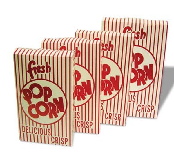 Winco 41574CS Benchmark 2.3oz Closed Top Popcorn Box - 5-3/4"W x 2-1/2"D x 8-1/2"H (250 boxes per case)