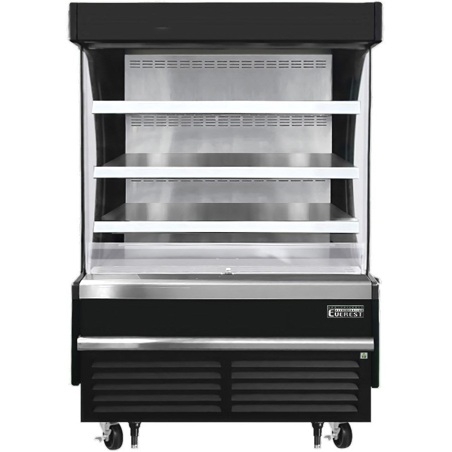 Everest EOMV-48-B-28-S 48"W x 28"D Black Short Vertical Open Display Refrigerated Merchandiser 12.2 Cu Ft. -  FREE SHIPPING WITH LIFTGATE