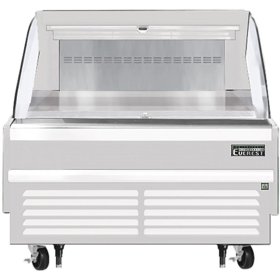 Everest EOMH-48-W-35-S 48"W White Short Horizontal Open Display Refrigerated Merchandiser 7.3 Cu Ft. - FREE SHIPPING WITH LIFT GATE!