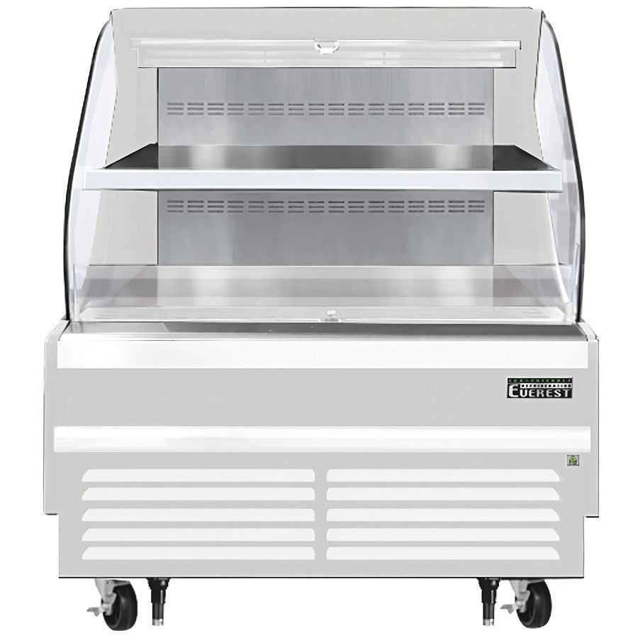 Everest EOMH-48-W-35-T 48"W White Tall Horizontal Open Display Refrigerated Merchandiser 9.7 Cu Ft. - FREE SHIPPING WITH LIFT GATE!