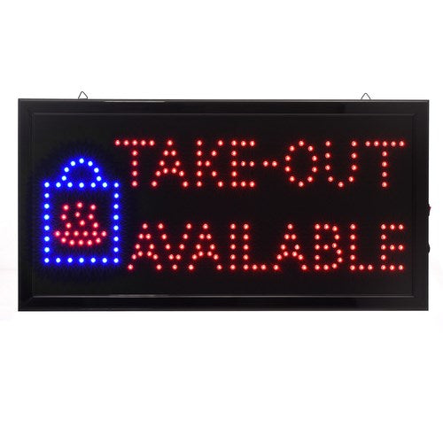 Alpine ALP497-15 19"W x 10"H LED Wall Mount "Take Out Available" Sign with Hanging Chain