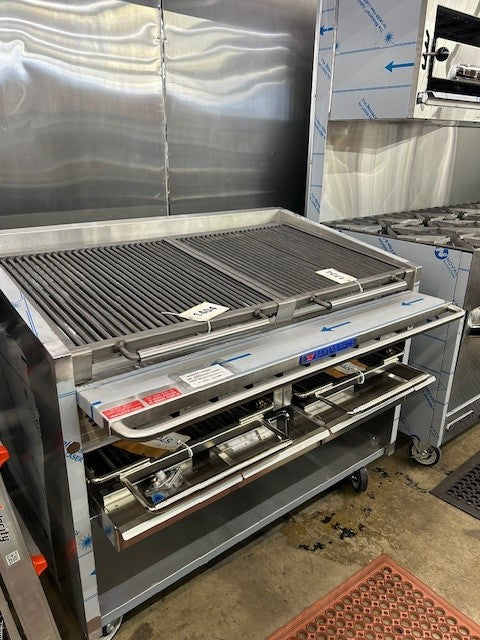 Bakers Pride F-48R-WR Gas Floor Model Radiant Charbroiler High Performance 48" W Warming Rack- 120,000 BTU