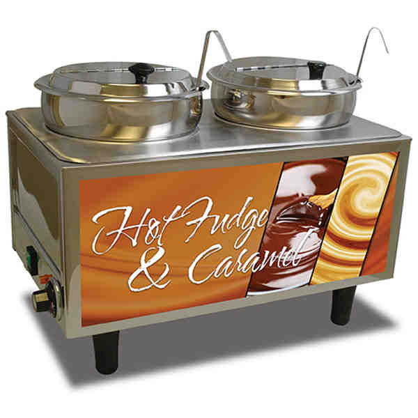 Winco 51072H Benchmark Hot Fudge/Caramel Warmer 2 Lids/Ladles, 120V
