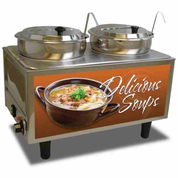 Winco 51072S Benchmark Dual Well Soup Warmer, 120V