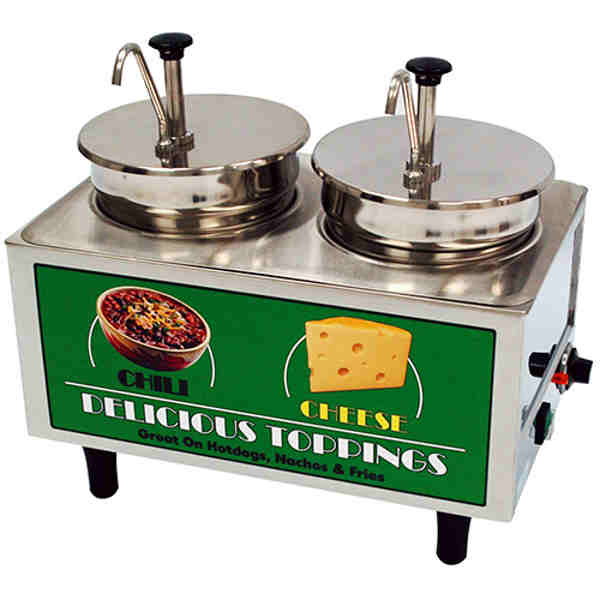 Winco 51074A Benchmark Chili & Cheese Warmer 2 Pumps, 120V
