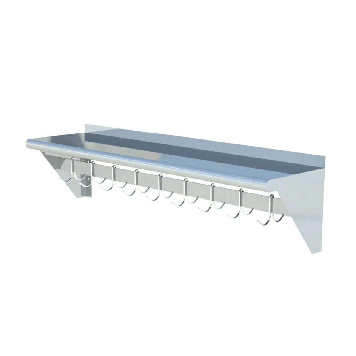 Sapphire SMWP-1284 Wall Mounted Overshelf with Pot Rack 12"D x 84"W