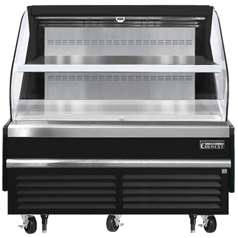 Everest EOMH-60-B-35-T 60"W Black Tall Horizontal Open Display Refrigerated Merchandiser 12.3 Cu Ft. - FREE SHIPPING WITH LIFT GATE!