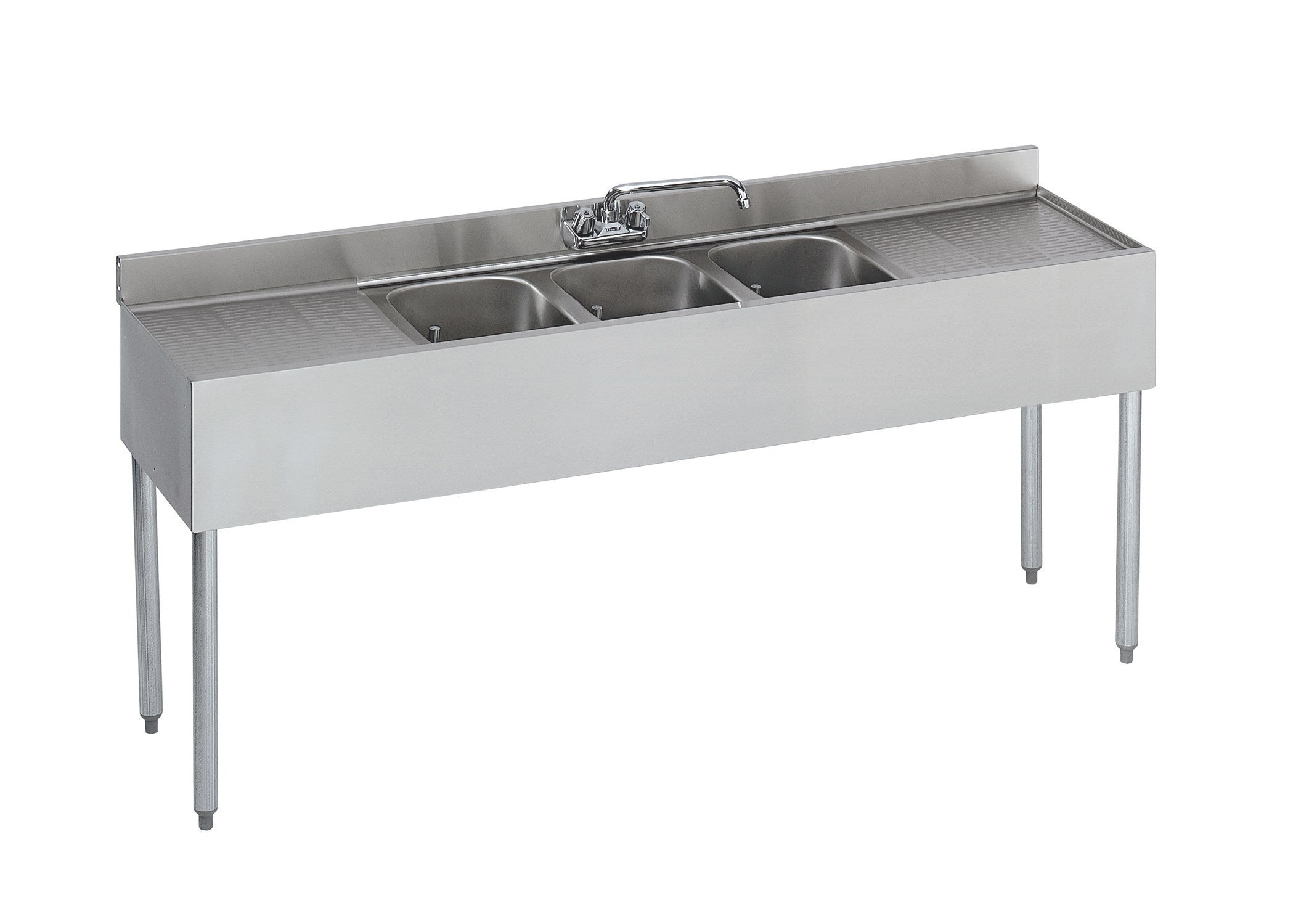 Krowne 18-63C Silver Series 72"W Stainless Steel Three Compartment Underbar Sink