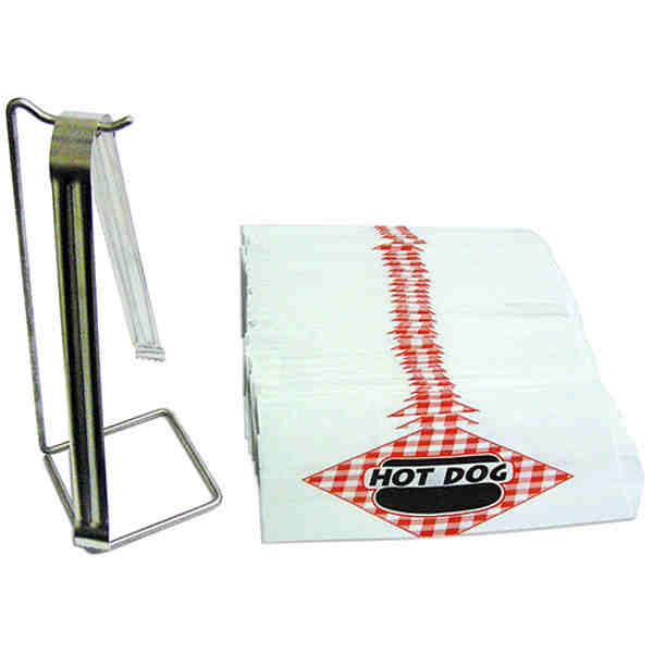 Winco 66001Benchmark Hotdog Starter Kit with 9" Tong, Tong Holder and 100 Bags