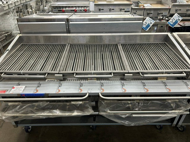 Bakers Pride F-72RS-R Gas Floor Model Radiant Charbroiler High Performance 72" W Warming Rack - 180,000 BTU