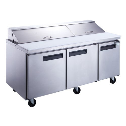 Dukers DSP72-18-S3 72"W Three Door Sandwich/ Salad Prep Table - 17.58 Cu. Ft. FREE SHIPPING!