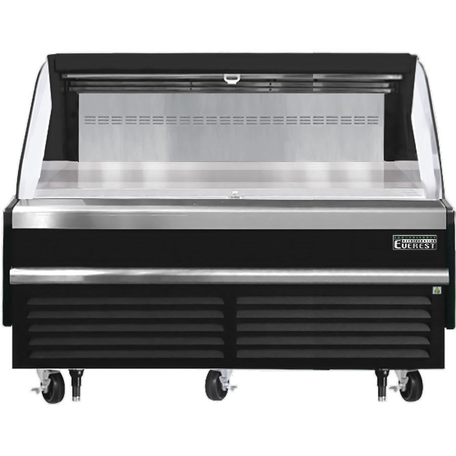 Everest EOMH-72-B-35-S 72"W Black Short Horizontal Open Display Refrigerated Merchandiser 11.4 Cu Ft. - FREE SHIPPING WITH LIFT GATE!