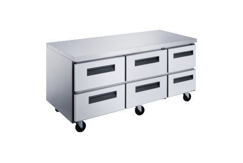 Dukers DUC72R-D6 72"W Undercounter Refrigerator With 6 Drawers - 18.96 Cu. Ft. FREE SHIPPING WITH LIFTGATE!