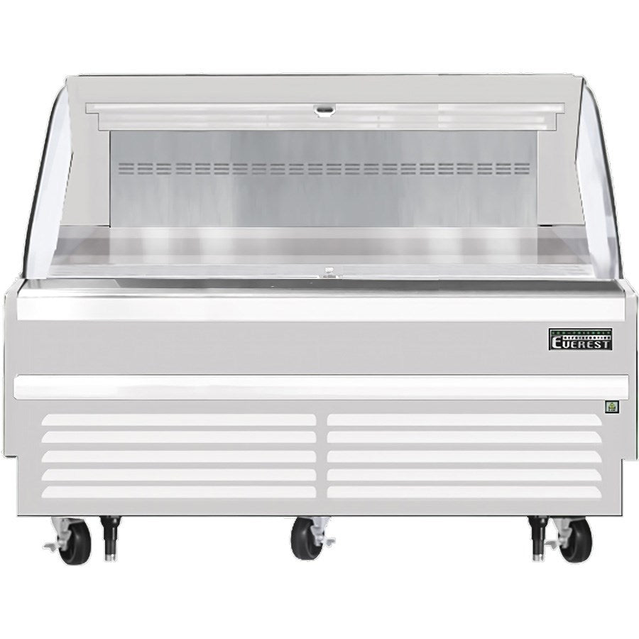 Everest EOMH-72-W-35-S 72"W White Short Horizontal Open Display Refrigerated Merchandiser 11.4 Cu Ft. - FREE SHIPPING WITH LIFT GATE!