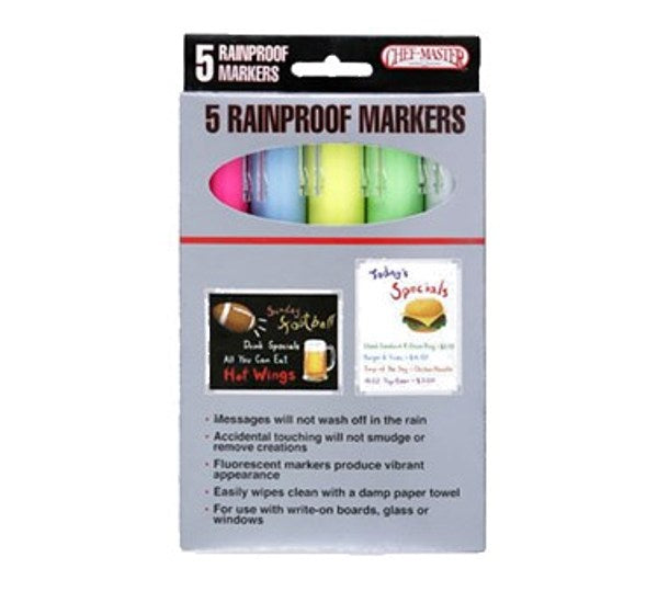 Chef Master 90032 Rain Proof Neon Colored Markers- 1 Pack