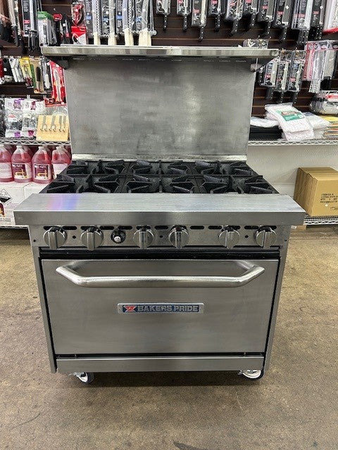 Bakers Pride 36-BP-6B-S30 Restaurant Series 6 Burner Gas Range with Standard 30" Oven - 280,000 BTU (USED)