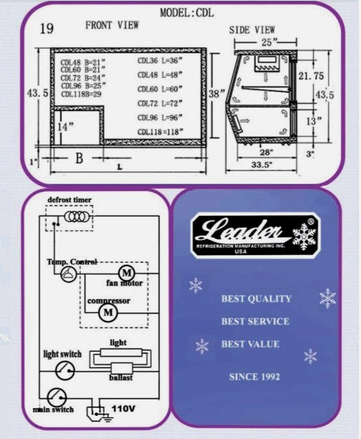 Leader CDL-72 Refrigerated Deli Case 72" (USED UNIT)