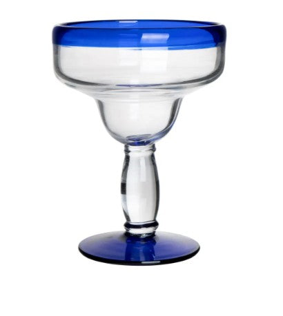 Dos Sueños DS-MG1 Hand Blown 16oz Classic Cobalt Rim Margarita Glass (Case of 12)