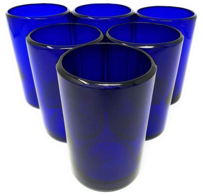 Dos Sueños DS-DG11D Hand Blown 14oz Pure Cobalt Drinking Glass (Case of 24)