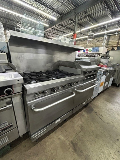 Vulcan 60SS-6B24GBN 60" Range with Standard Oven, 6 Open Top Burners and 24" Griddle/Broiler Right, Natural Gas - (USED UNIT)