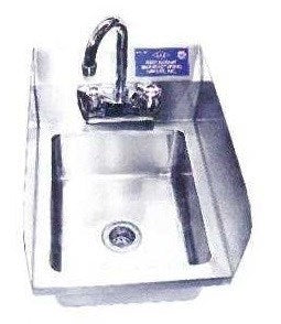 L&J WHS1210-5D-2 Wall Hung Hand Sink with Faucet and Left & Right Sidesplash - 12" Wide - 5" Bowl Depth