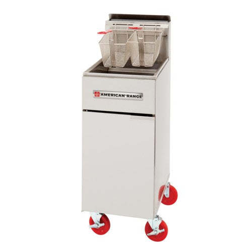 American Range AF-50/LP 50 lb. Capacity Liquid Propane Gas Floor Model Fryer  120,000 BTU