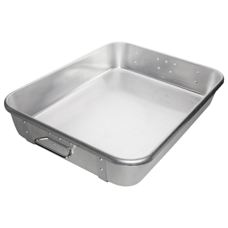 Winco ALRP-1824 18" x 24" Aluminum Double Roast Pan with Straps
