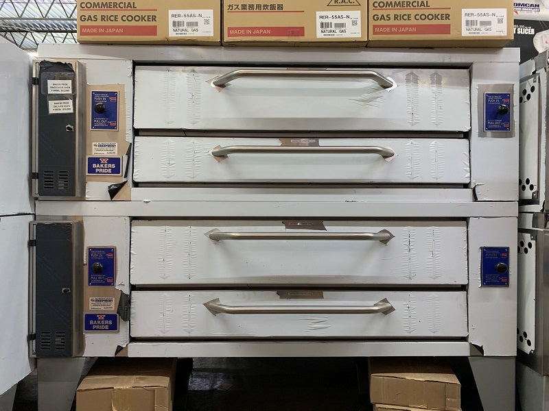 Bakers Pride Y-602BL Super Deck Series 60" Gas Double Deck  Brick Lined Pizza Oven - OUT OF CRATE UNIT