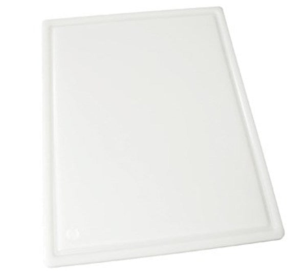 Winco CBI-1824H  Grooved White Rectangular Cutting Board, 18" x 24" x 3/4"