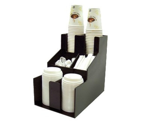 Winco CLSO-2T Black Plastic 2-Tier Cup & Lid Organizer